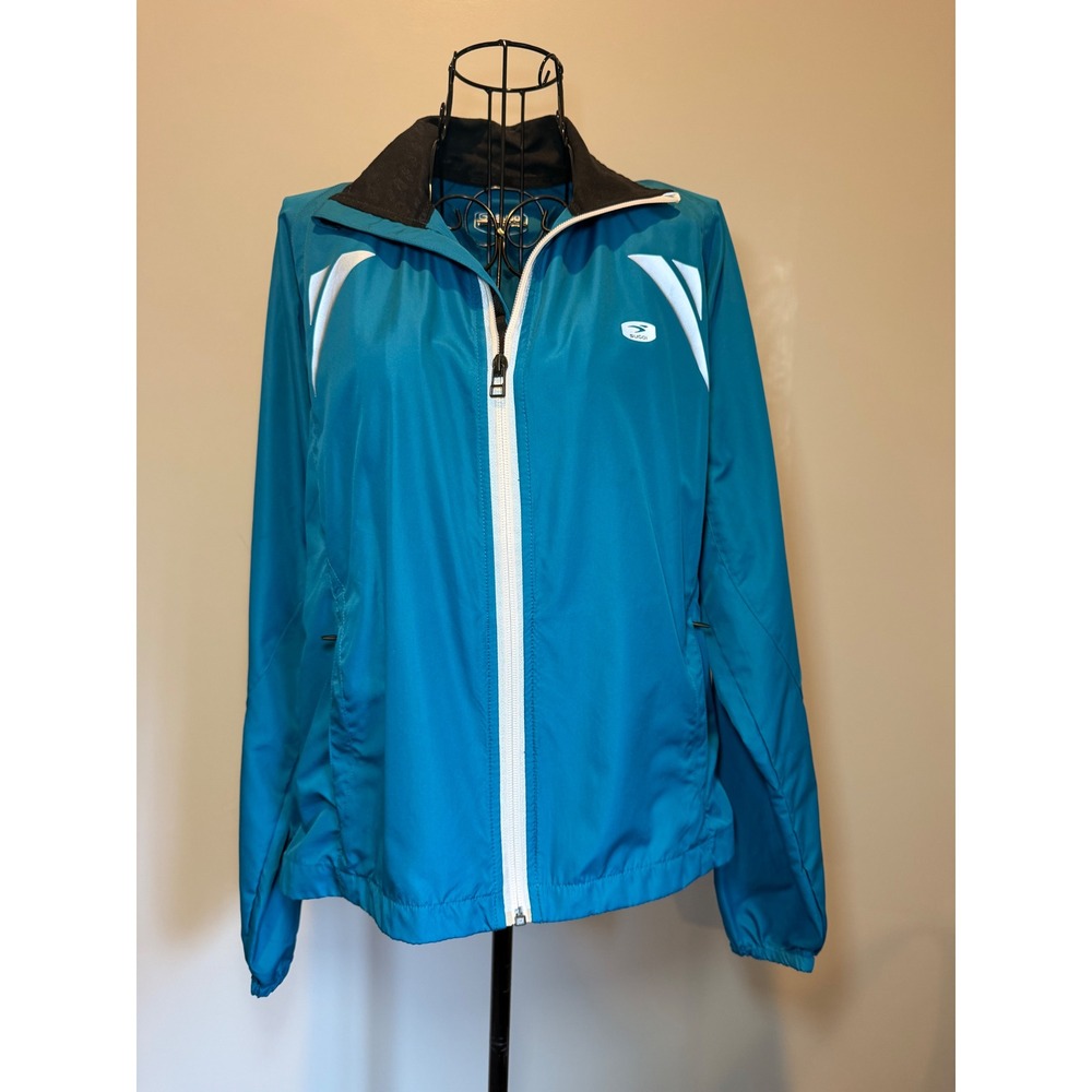 Sugoi Zap Jacket Womens Small Teal Blue Reflective Cycling Running Windbreaker